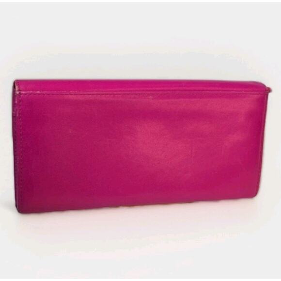 Paul Smith Pink Envelope Wallet Gold Heart Clasp Stripe Lining 7.5" x 4" - Picture 5 of 9